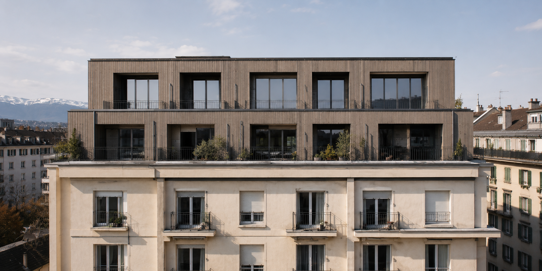 photo surélévation bâtiment en bois